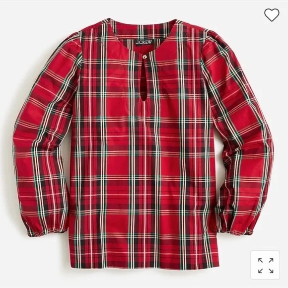 NWT J. Crew Puff-Sleeve top Good Tidings plaid XS - Picture 4 of 14